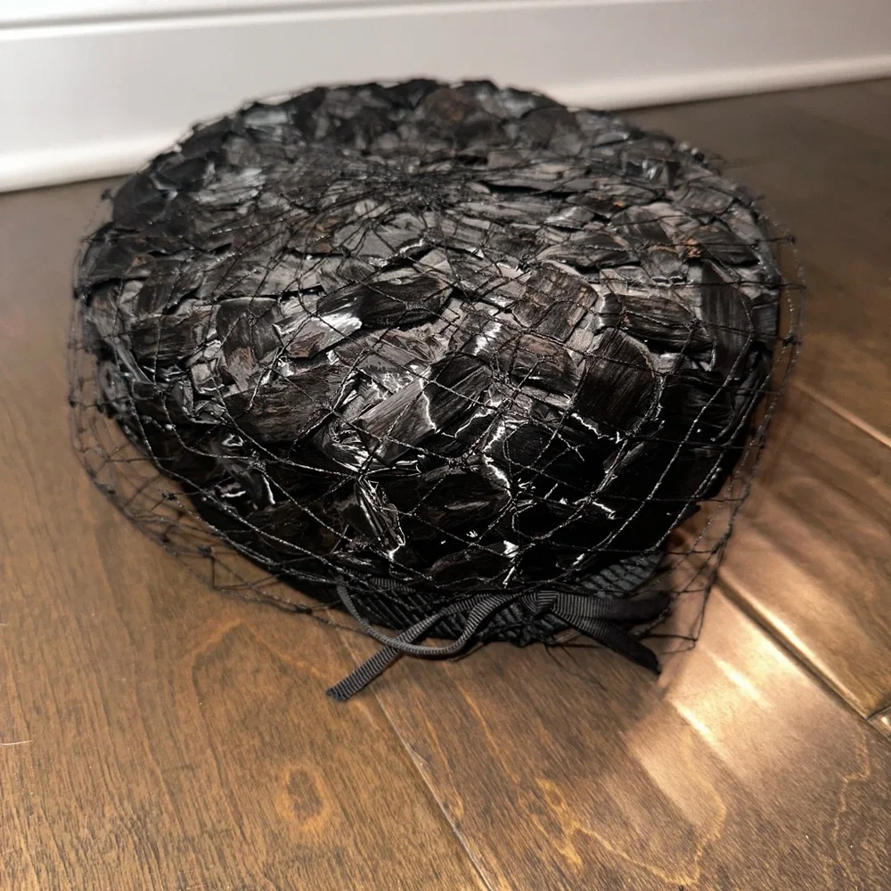 1950's Darcel Exclusive Vintage Cocktail Hat Black Netted Fascinator